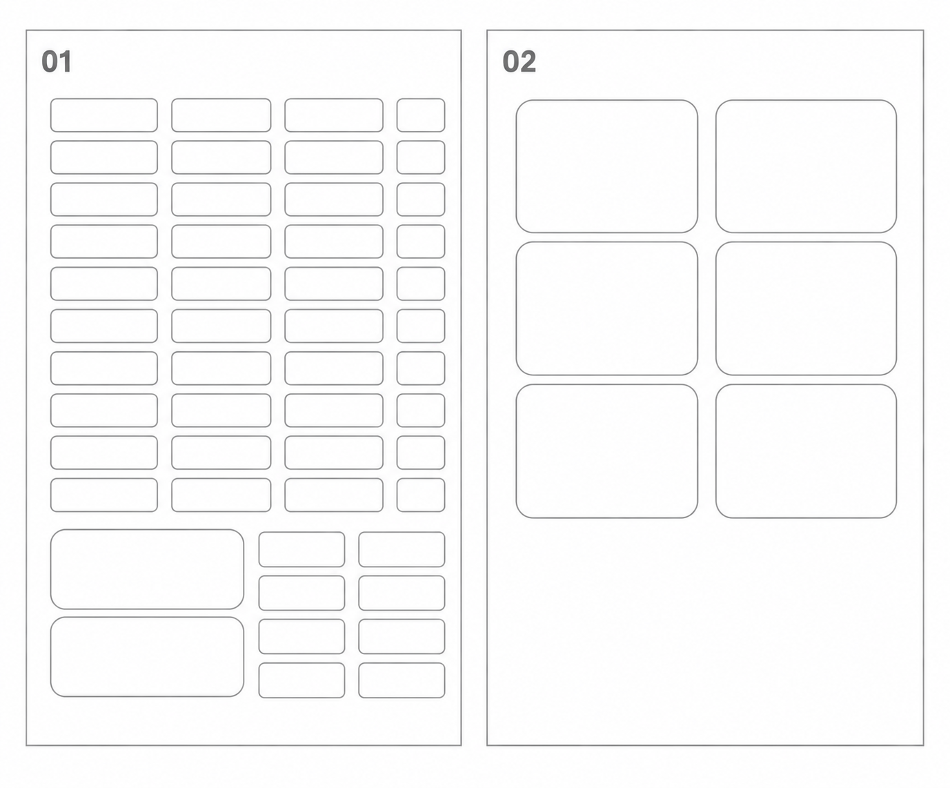 Layout ilustrativo das 2 cartelas do Kit Essential